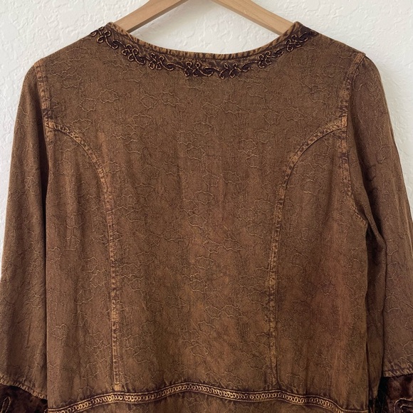 Parsley Sage Top S Boho Peasant Velvet Burnout Whimsy Grunge Fairy Renaissance - Picture 10 of 16